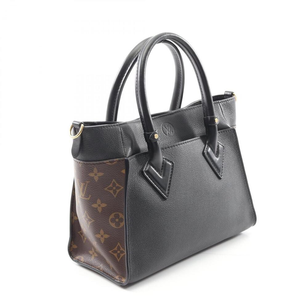 Louis Vuitton On My Side Handbag Leather Canvas Monogram Black Brown - Picture 2 of 6